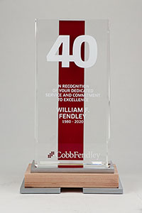 A Cobb Fendley award recognizing 40 years of service.